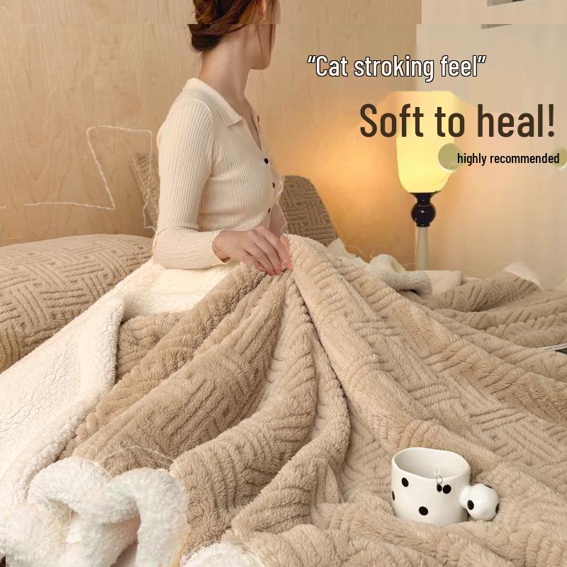 Warm Lambswool Winter Blanket - Double-Sided Shawl for Office, Sofa, or Nap Time