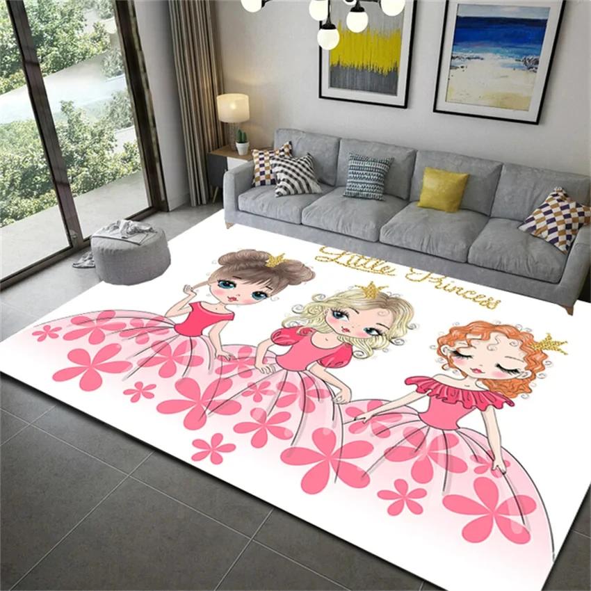 Cartoon Ballet Girl Carpet for Kids Room Kawaii Children's Room Carpets for Baby Girl Nordic Soft Bedroom Rug Floor Mats To Play