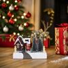 Resin Christmas Village Lighted Music Box Glowing House Ornament Xmas Table Centerpiece Holiday Decor Resin Table Decoration