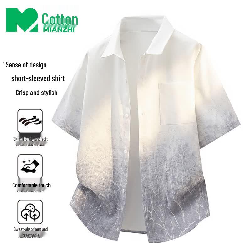 Men s Gradient Short Sleeve Casual Shirt 7XL