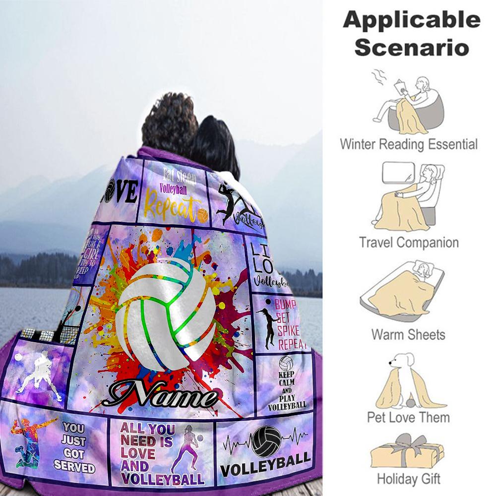 Volleyball66 Personalized Text Blanket Lightweight Customizable Blanket Comfortable Suitable for Couch Picnics Bed Living Room Four Seasons Universal