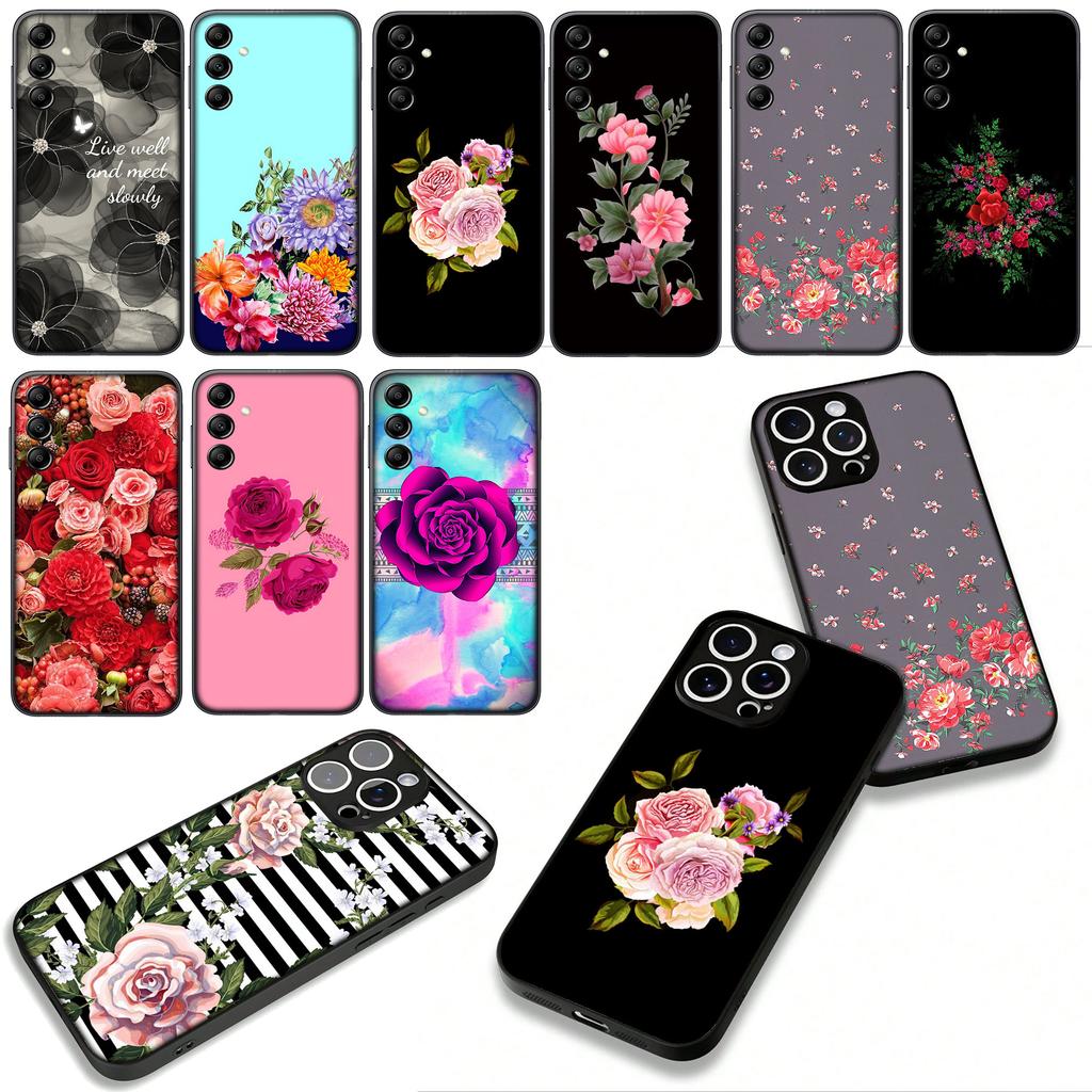 Cover for Apple iPhone 17 16 11 Pro XS Max XR 6 7 8 Plus 16E SE 2020 Air 5 SE2 Phone Case Lucky Grass Peony Rose Flower