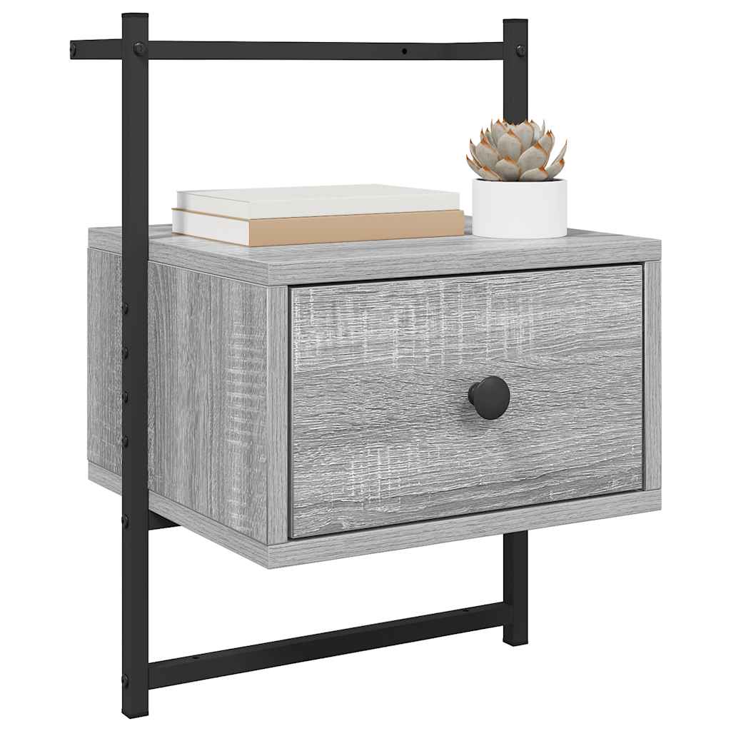 Wall Mounted Nightstand Grey Sonoma 35 x 30 x 51 cm Particleboard