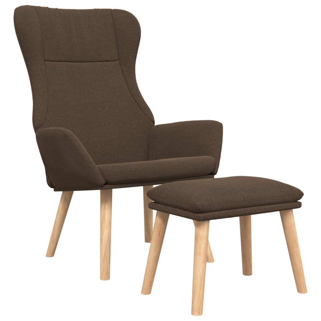 Recliner Chair with Ottoman Brown Fabric