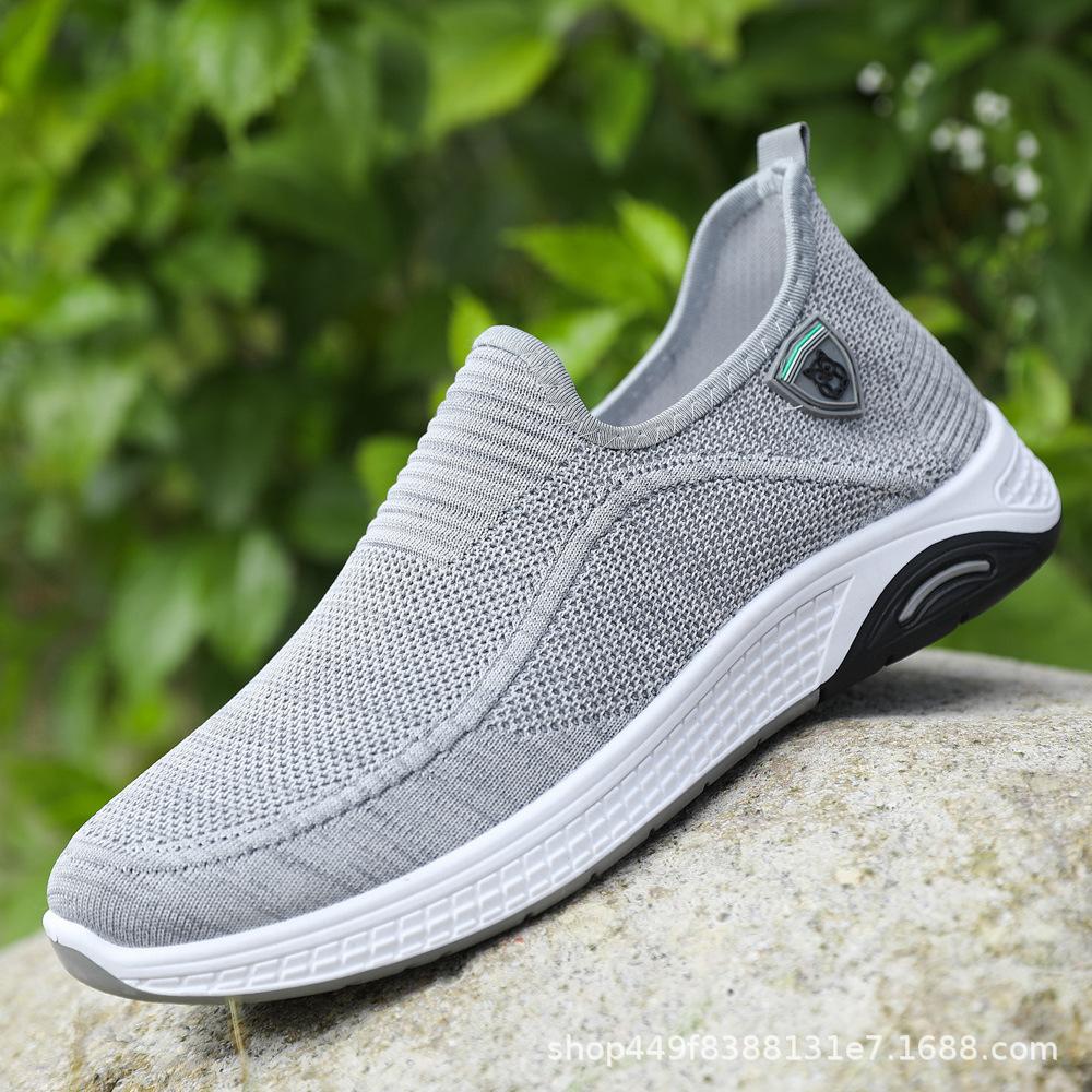 

2025 spring low-top breathable single shoes sports fashion men s shoes cross-border foreign trade flying weaving casual one-pedal men s cloth shoes 39 чёрный