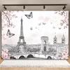 2D Sketch Paris Cityscape Backdrop for Romantic Photoshoot & Studio