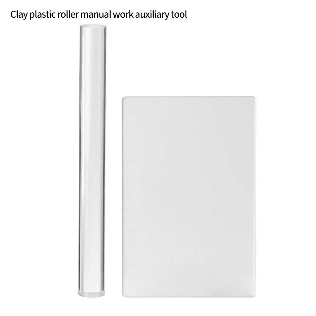2 Pcs/set Clay Roller Rectangle Sheet Board Set Clay Rolling Pin Modeling Tool Kit Transparent