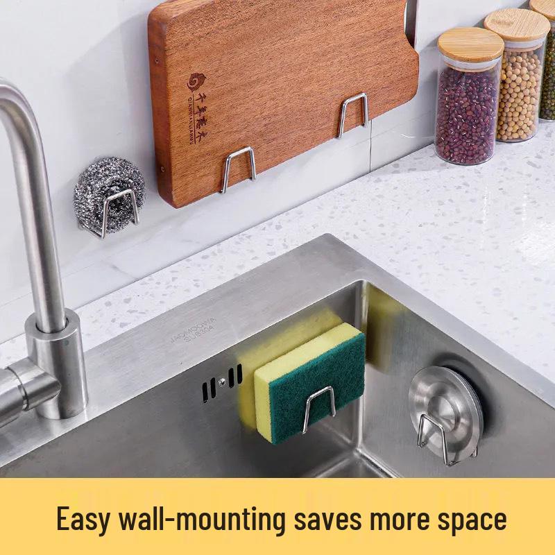 Stainless Steel No-Drill Sink Sponge & Dishcloth Drain Rack