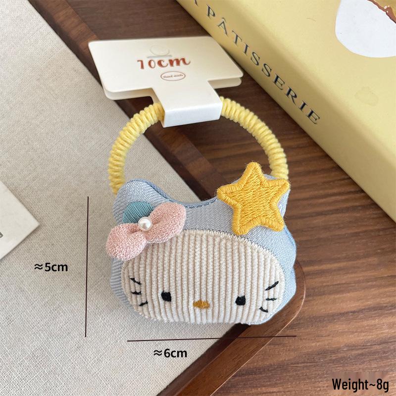 Korean Style Cute Cat Hair Tie for Girls - Handmade Fabric Student Hair Rope