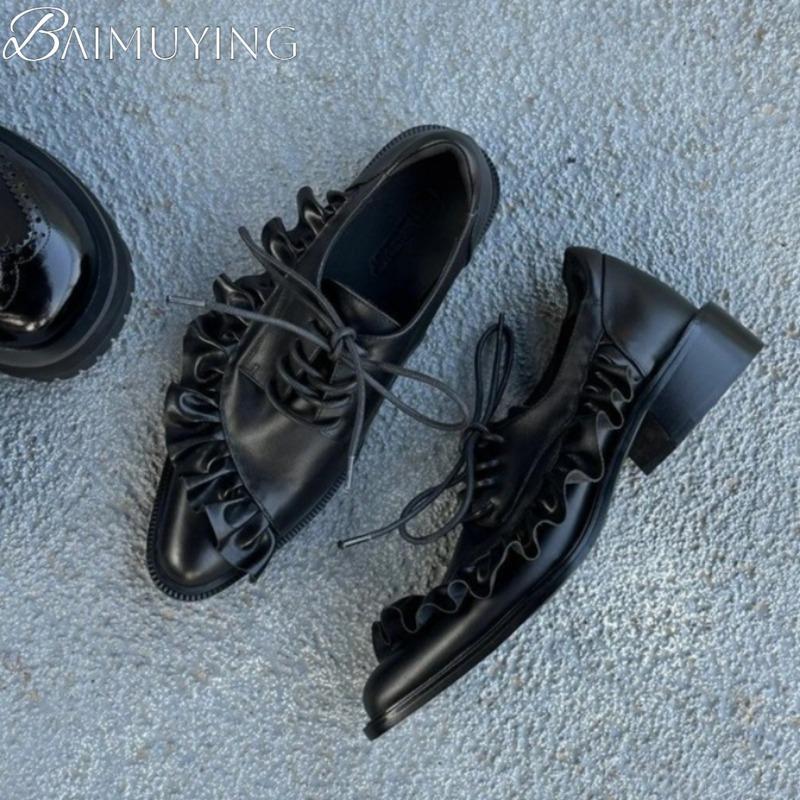 Fashion Soft Leather Shoes Woman Pointed Toe Loafers Casual Sneakers Brand Designer 2025 New Mid Heels Office Pumps Chunky Shoes Man