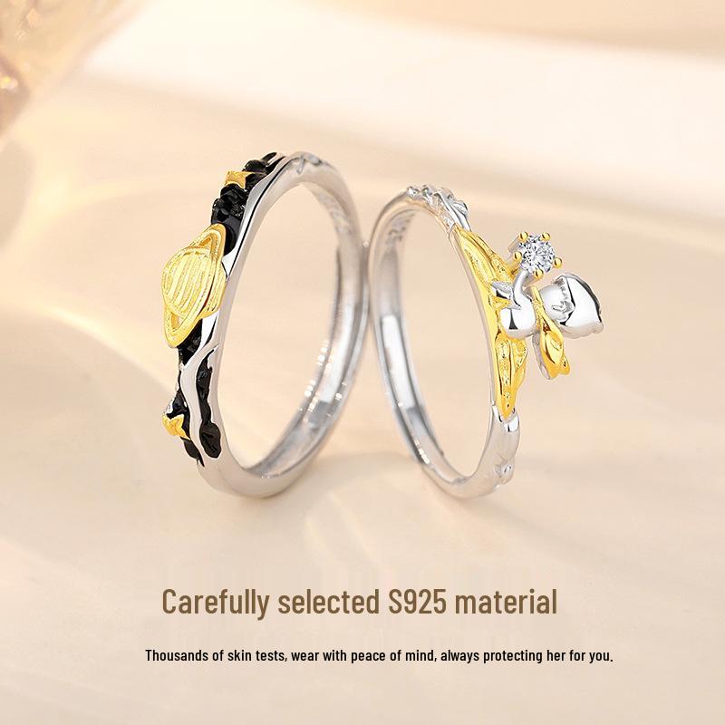 Tichya Kleiner Prinz & Planet S925 Sterling Silber Unisex Offene Ringe - Nischen-Design