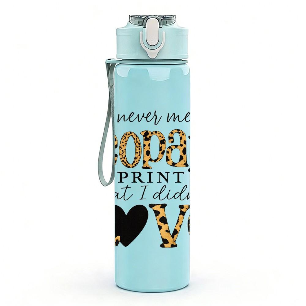 1PC Leopard Print Love Letter 750ml Color Plastic Sports Water Bottle Leakproof Flip Straw Lid Suitable for Sports Office Home Use