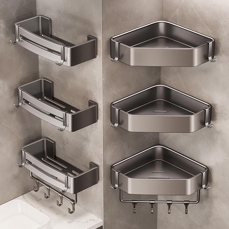 Punch-Free Bathroom Corner Triangle Shelf