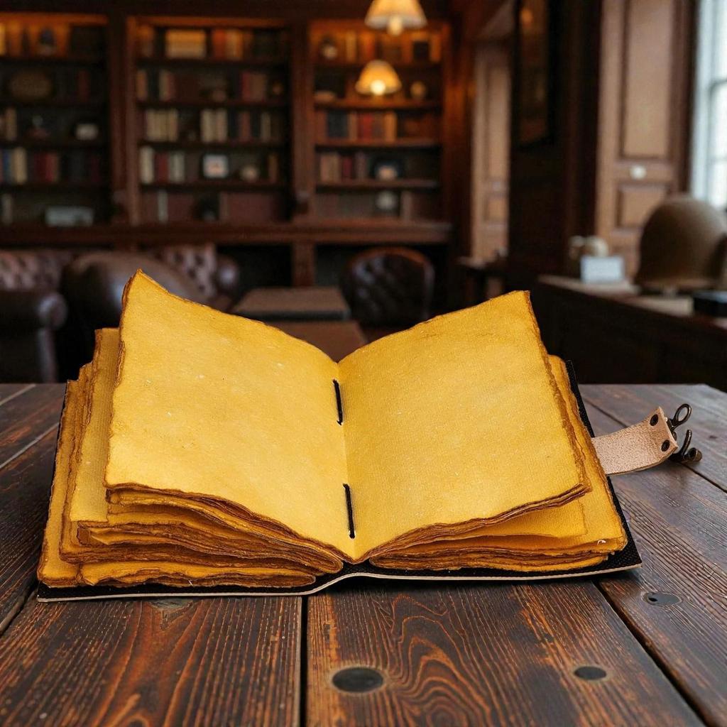 Handmade Sun & Moon Leather Journal | Celestial 5x7" Notebook with 200 Deckle Edge Pages | Vintage Cosmic Diary | Astrology & Witchcraft Writing Book