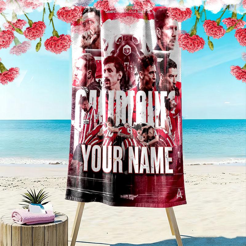 Custom Athletic Bilbao Print Beach Towel, Large Soft Quick Dry Towel for Beach Camping Swimming