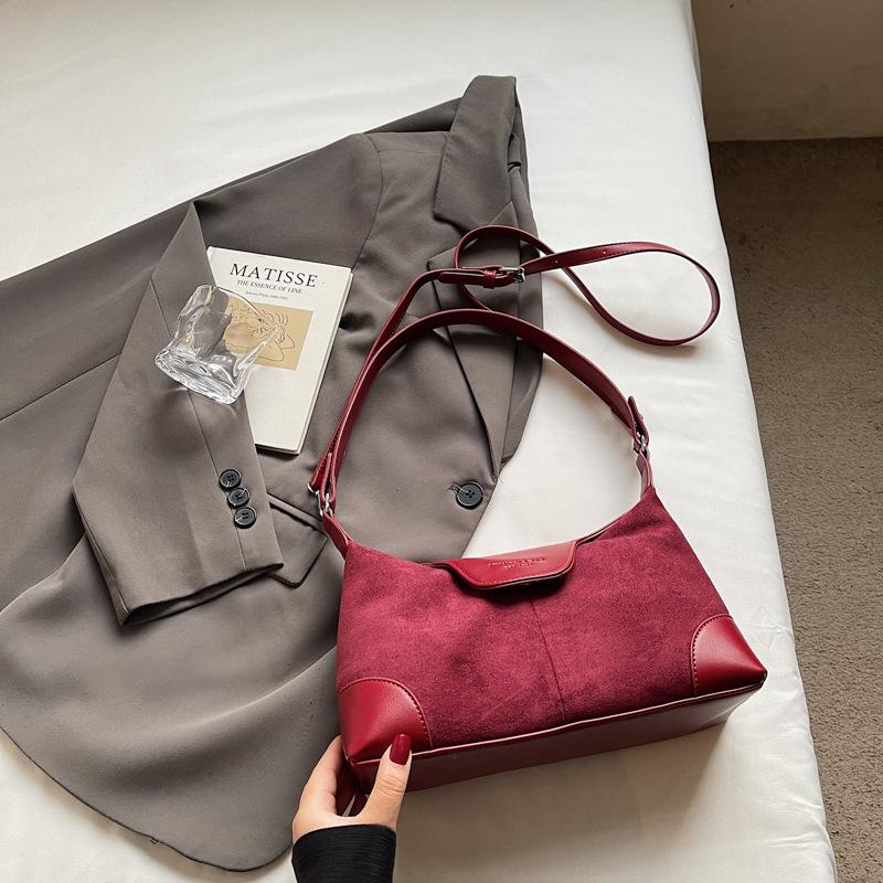 Casual Contrasting Colors Niche Maillard Commuter Bag New Versatile Women's Messenger Bag Retro Shoulder Armpit Bag