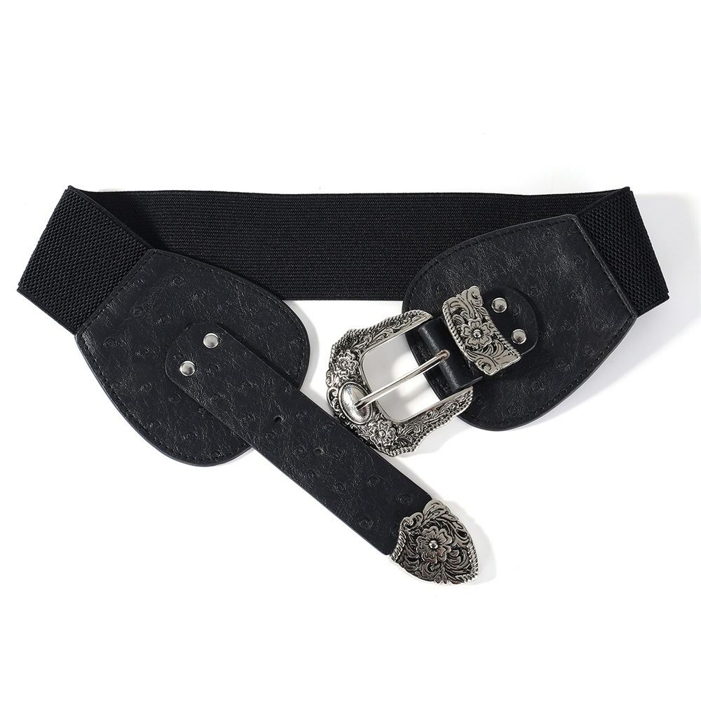 Boucle Rétro Sculptée Réglable Ceinture Élastique à la Taille Ceinture à Boucle Métallique Accessoire de Taille