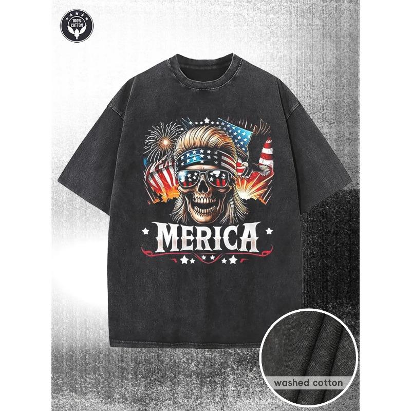 

Washed Vintage Print Men S T-shirt | High-Quality Print, Machine Washable, Suitable for Summer, Outdoor Activities, Crew Neck, Regular Fit S чёрный