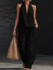 European & American Plus Size Halter V-neck Cotton Linen Blend Camisole