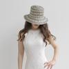 Spring and Summer Fashion Casual Hand-woven Papyrus Black and White Geometric Square Flat Top Bucket Hat Outdoor Sunshade Sunscreen Straw Hat Tide