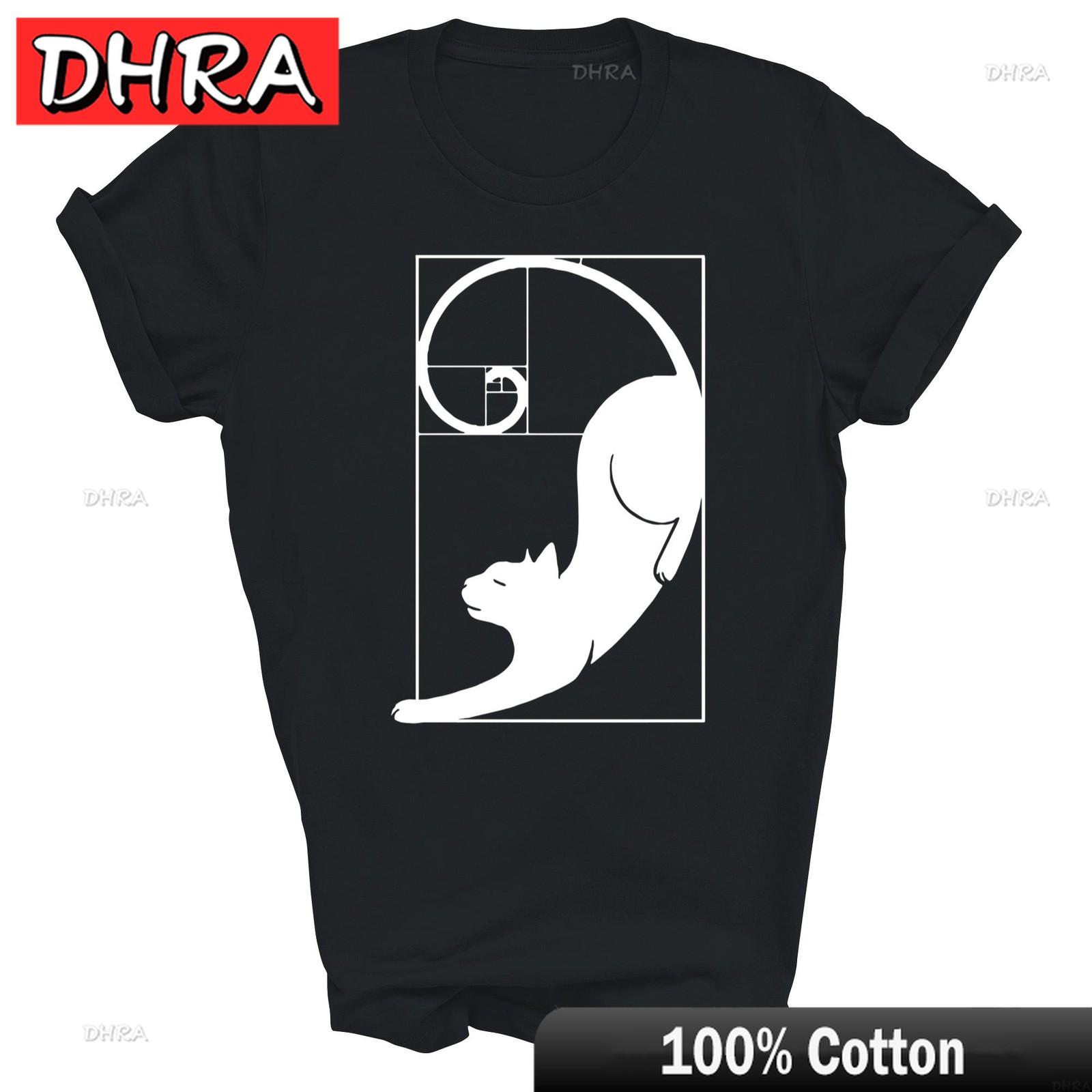 Cat Fibonacci Spiral Sacred Geometry Ratio Math Unisex Shirt Gift with Streetwear Top Shirt Stylish Trendy Tee Hip Hop Classic S