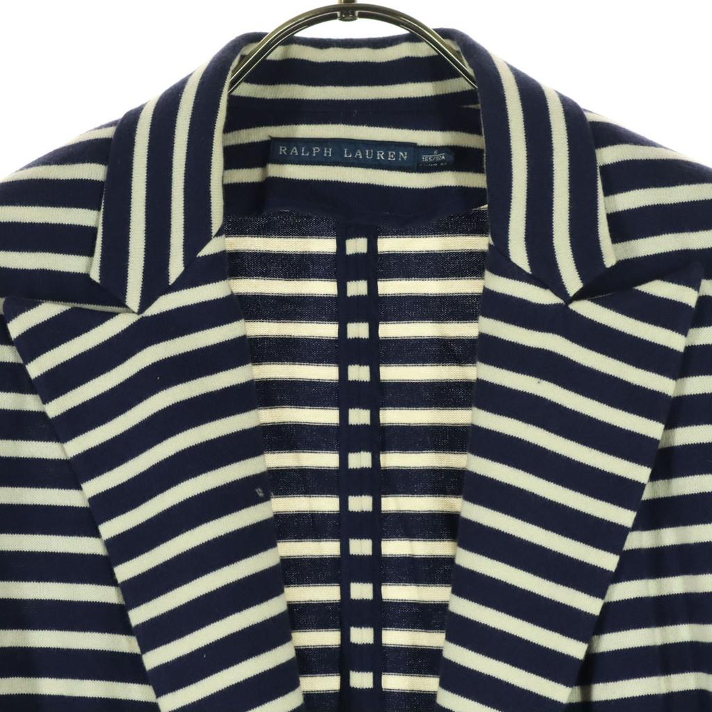 RALPH LAUREN Border Pattern Long sleeve tailored jacket S Navy Women Used
