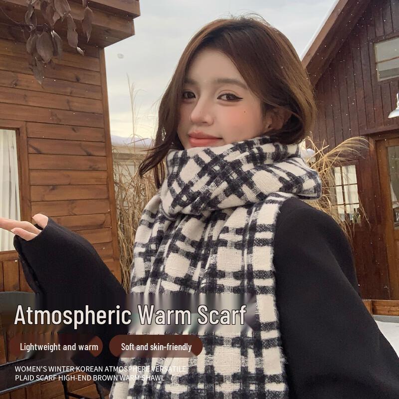 

Женский осенне-зимний толстый шарф в клетку