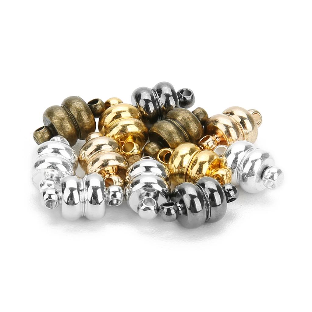 10 Stück/Beutel Magnetverschluss Loch Metallmaterial Flaches rundes Magnetband für Armband Halskette Kleidung Schmuck Zubehör