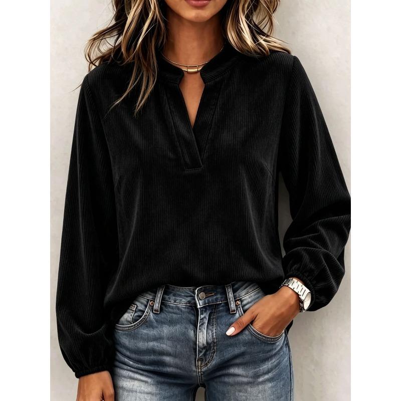 BFCCQB Women's Fashion Casual Autumn Winter V-Neck Long Sleeve Blouses & Shirts