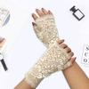 1 Paar Handschuhe, halbe Finger, Spitze, durchsichtig, aushöhlen, Blumenstickerei, einfarbig, elastisch, für Braut, Hochzeit, Abschlussball, Party, dekorative Handschuhe