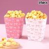 10 Pcs Bow Paper Popcorn Boxes With Bow Pattern Pop Favors Box Baby Shower Party Treat Favors Table Supplies Wedding Decoration
