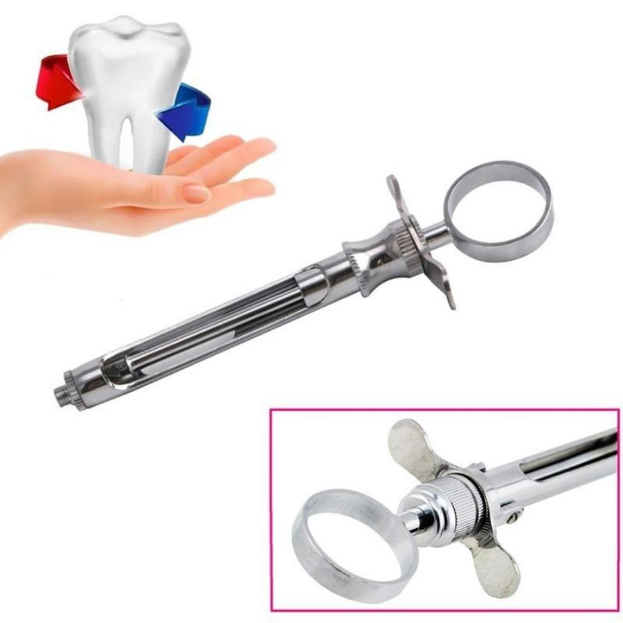 1PCS Stainless Steel Silver Dental Aspirating Syringe Dentist Surgical Instruments 1.8ML With Head