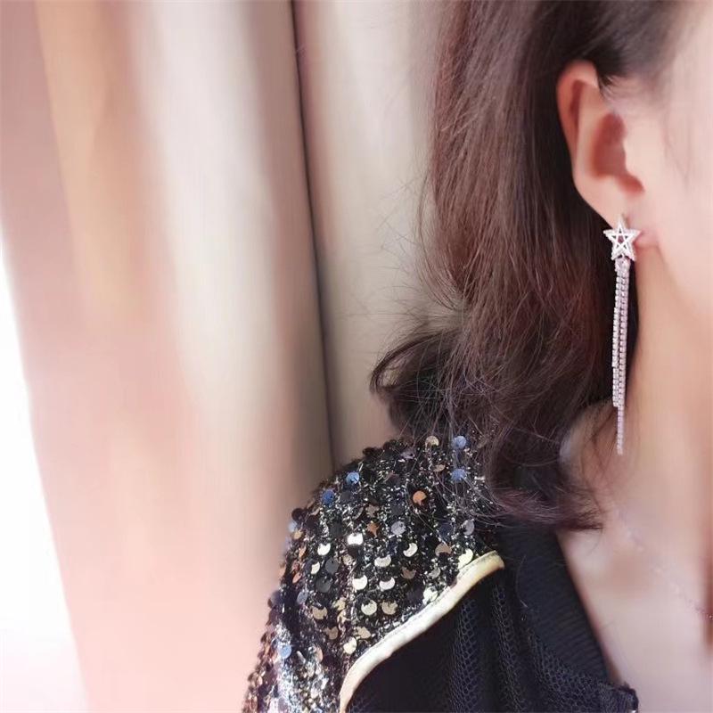 2023 Elegant Tassel Star Dangle Earrings with Micro-set Zircon