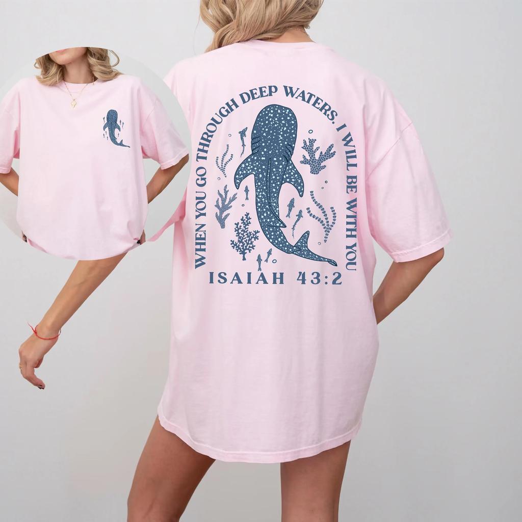 Strandhemd Haishirt Jesus T-Shirt Strand-T-Shirt Strand-T-Shirt Sommer-T-Shirt Christliches Ozeanhemd Kokosnuss-Mädchen
