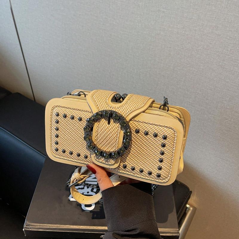 New Trendy Fashion Small Bag Retro Chain Small Square Bag Korean Version Single Messenger Bag Multi-pocket Locomotive Bag