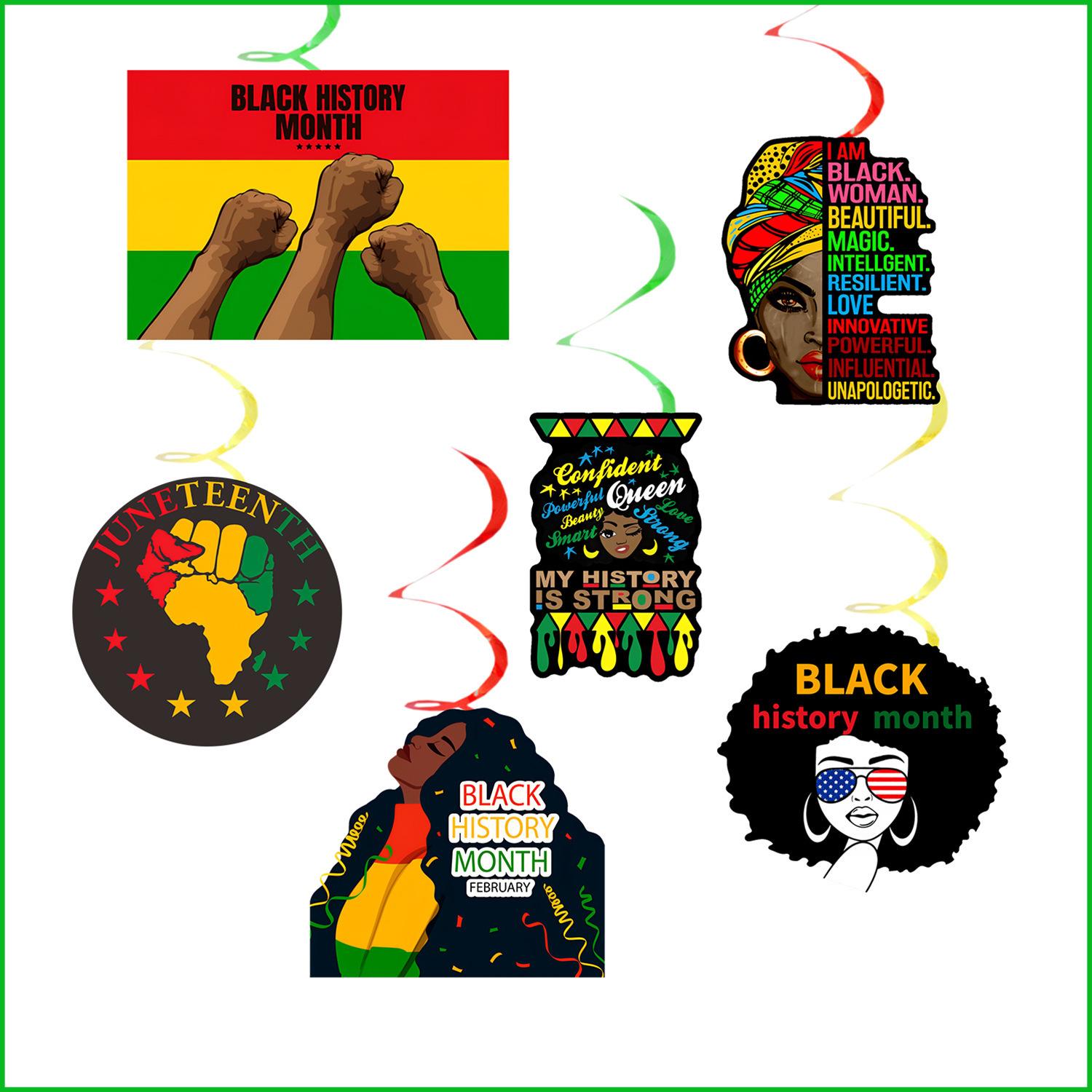 

Черный День освобождения Девятнадцатого июня Вечеринка Украшение Спиральная подвеска Подвеска История черных Пользовательский 6 packs of spiral pendants