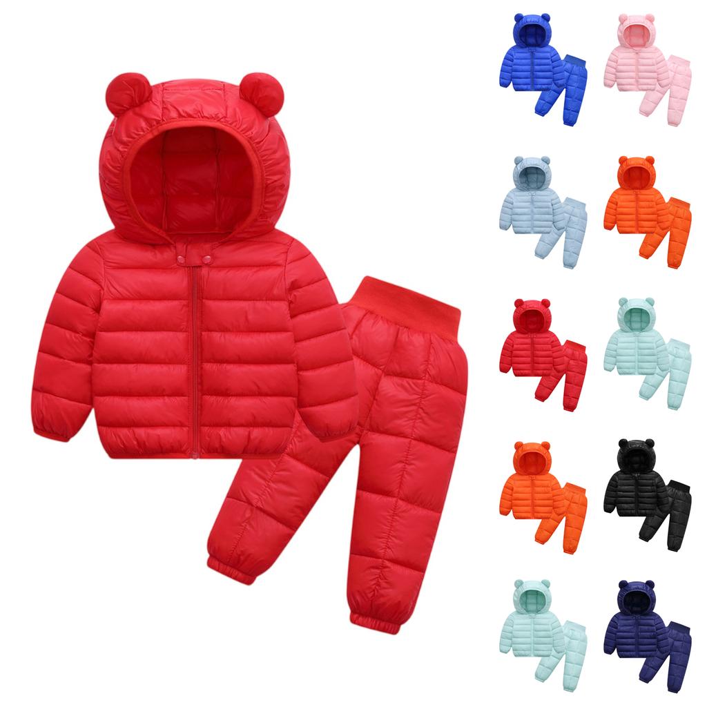 Kids' Solid Color Pocket Coat 2-Piece Set