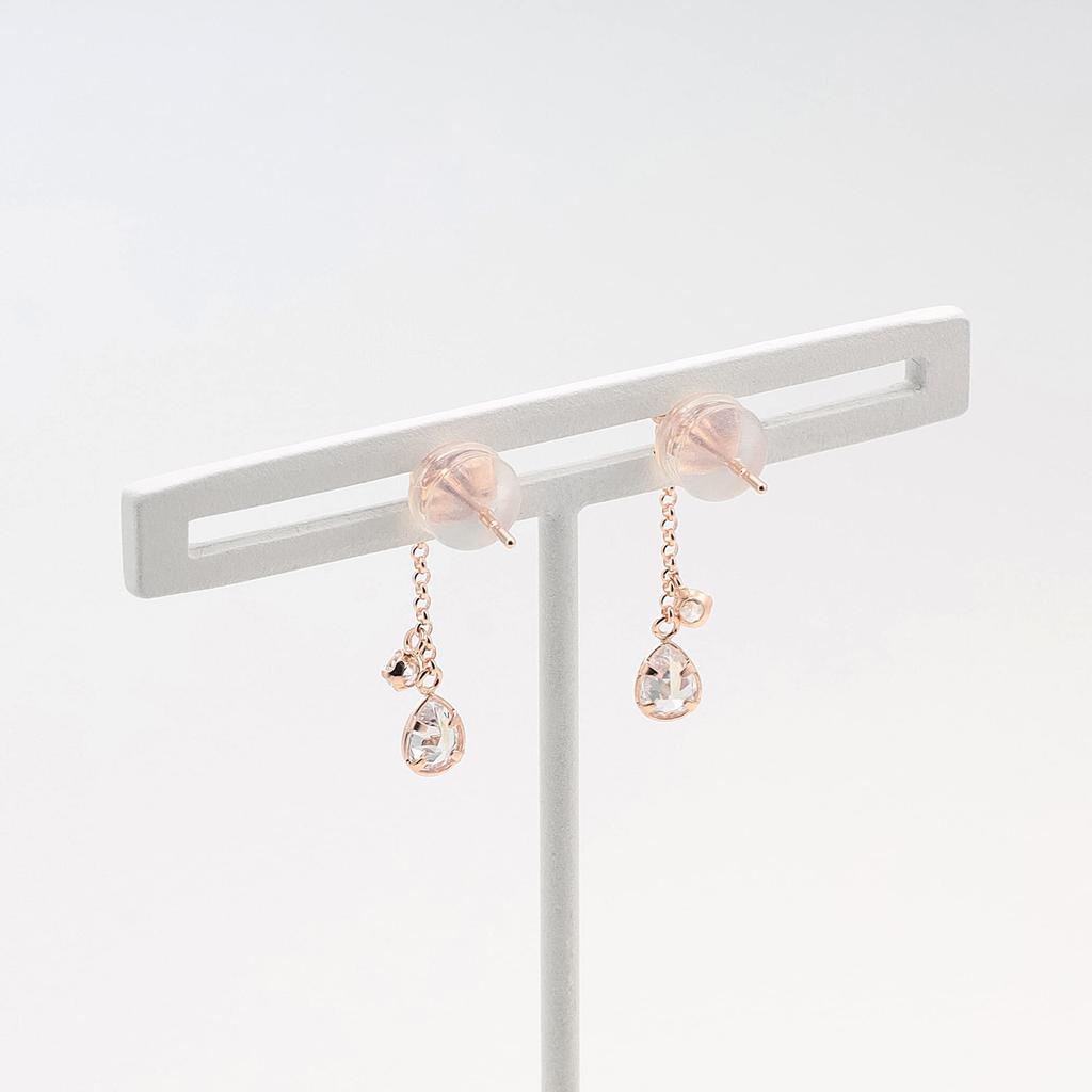 ESTELLE [Official] [Web Exclusive] Women's Earrings, 10K Pink Gold with Cubic Zirconia and Drop Motif, 0231-0400-0029-0000