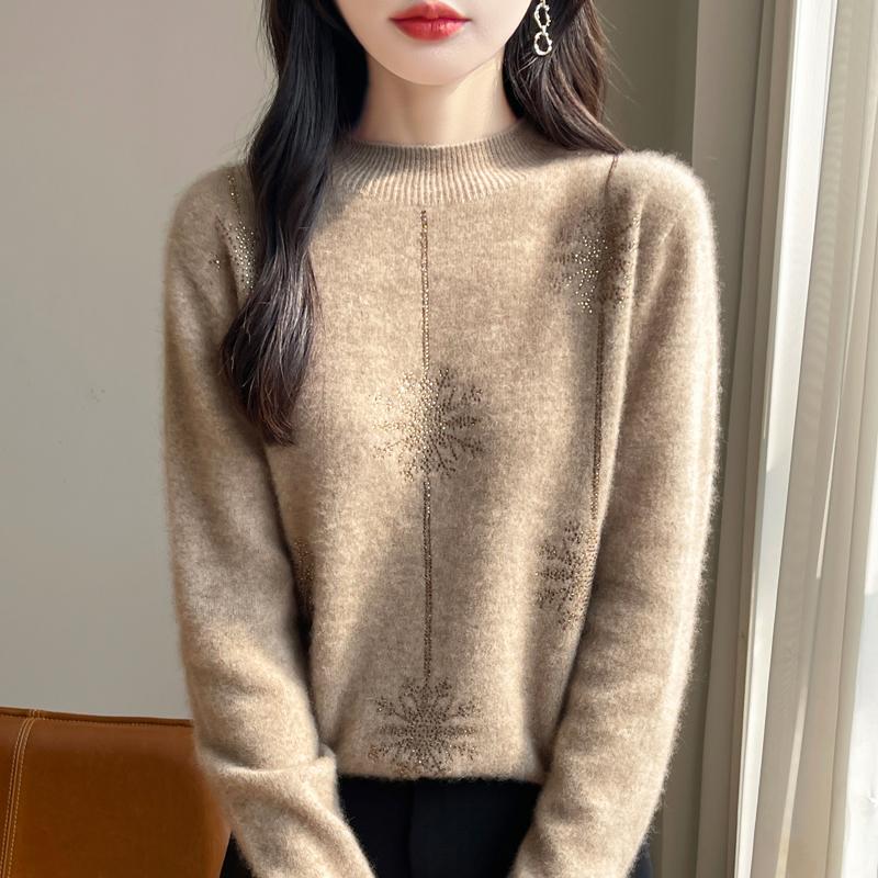 Women's Cashmere Sweater Qinghe Cashmere 30% Cashmere 70% Wool Autumn and Winter Pullover Warm and Fashionable