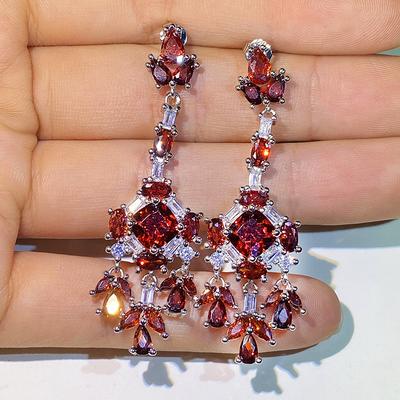 Retro Diamond Inlaid Crystal Tassel Earrings Light Luxury Palace Style Earrings High End Exaggerated Earrings for Women