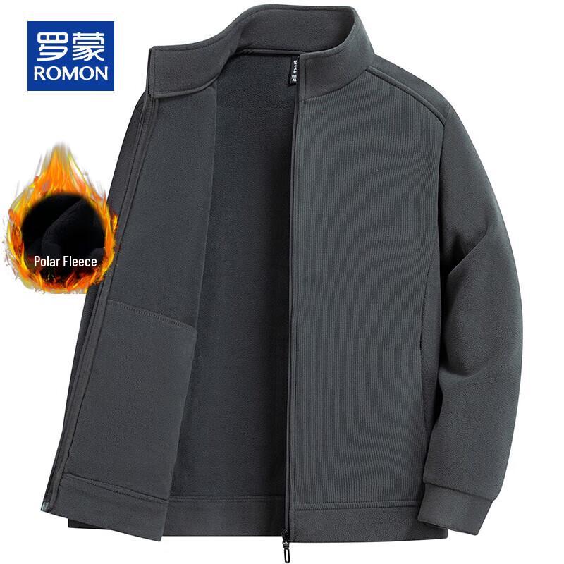ROMON Men s Double-Sided Fleece Stand Collar Zip Jacket 5XL 3709₽