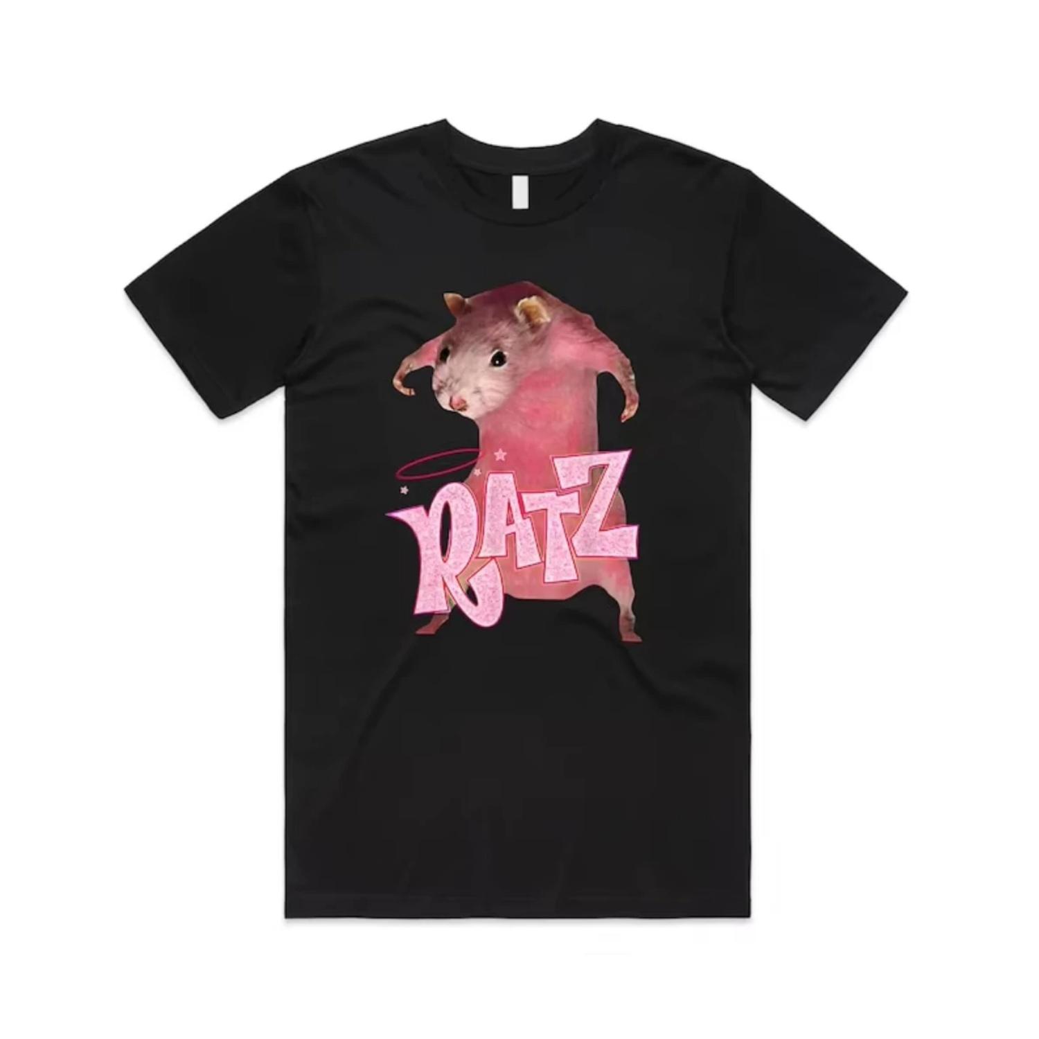 Ратц Футболка Футболка Топ Смешной Розовая Крыса Мем Интернет Юмор Унисекс S чёрный