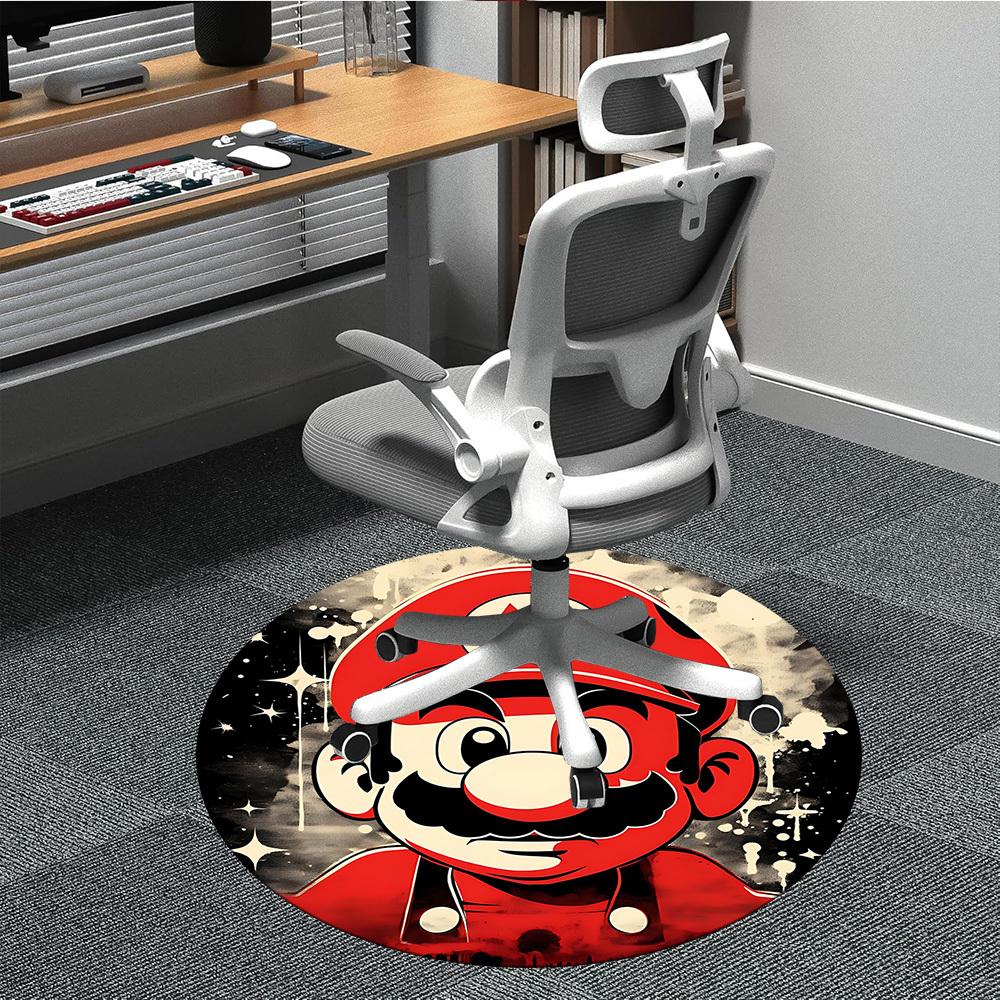 

1pc Mario Bros Office Round Area Rug, Indoor Mat Suitable For Office, Under Office Chairs Bedroom Living Room Home Decor, Room Deco 80cm