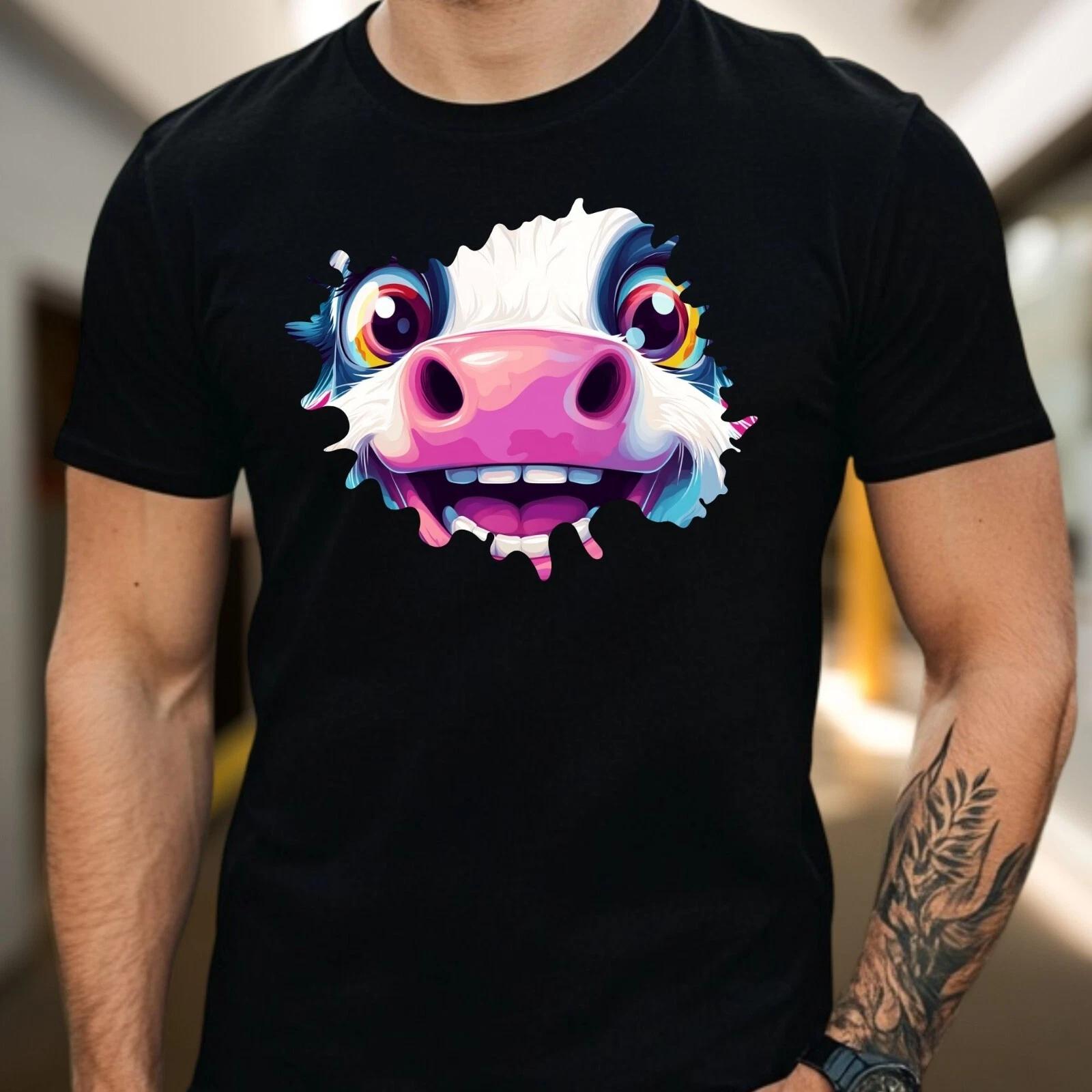 T-Shirt Herren Glückliches Kuh Gesicht Motiv Baumwolle Größe S bis 5XL XXL