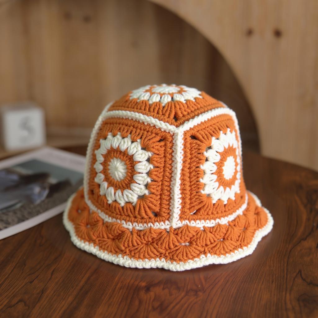 

Sunflower Knit Hat For Women With Open Weave Design And Warmth For Spring And Winter Wear Orange