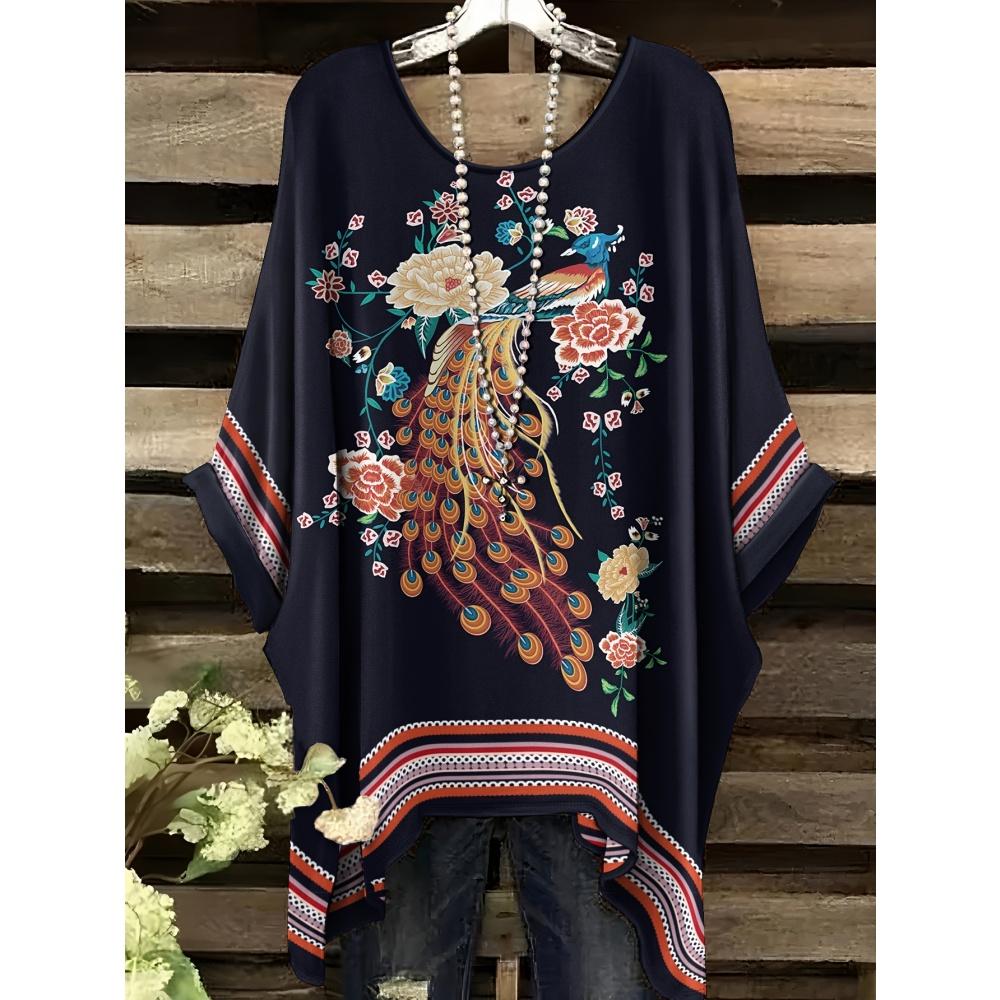 Sommer Elegante Frau Blumenprint Oberteil Vintage Rundhals Damen Kurzarm Y2k Grafik T-Shirt Mode Y2k Kleidung Frau 2025