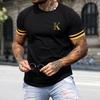 O-Neck Short Sleeve Thin Men T-shirt Summer Letter K Print Sport Tee Shirt Streetwear