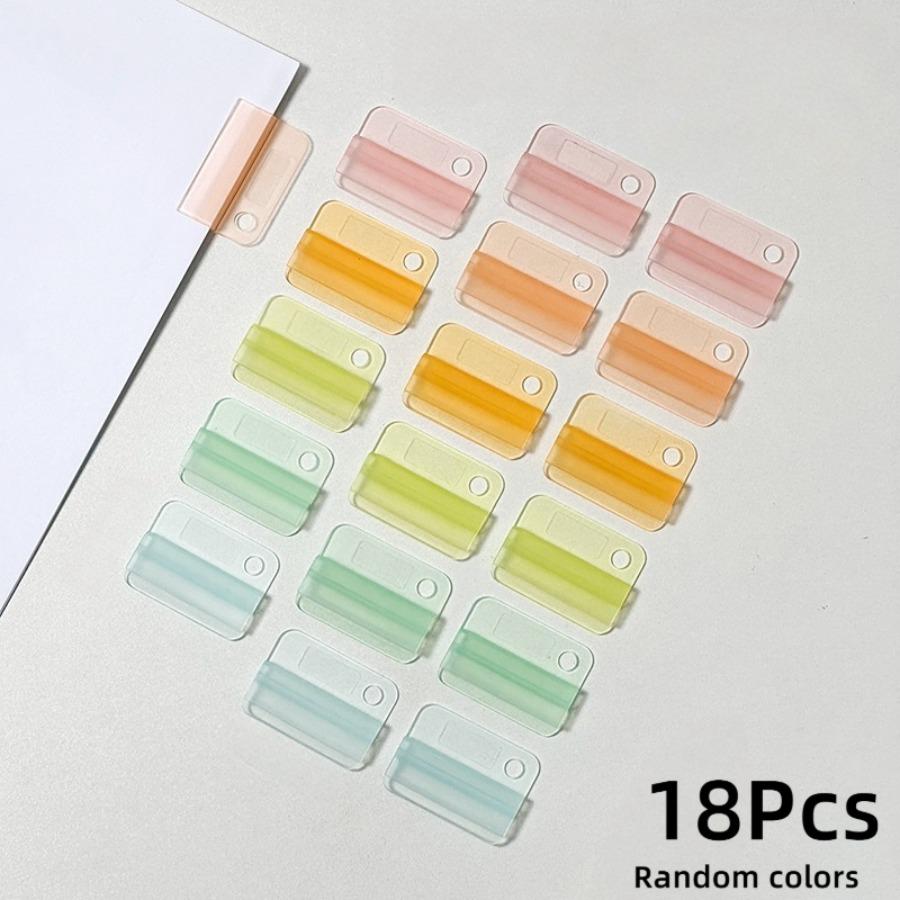 18pcs Colored Plastic File Index Clips, Multi-Functional Bookmark & Page Marker with Color-Coded Tabs, Reusable Binding/Sealing for Books, Journals