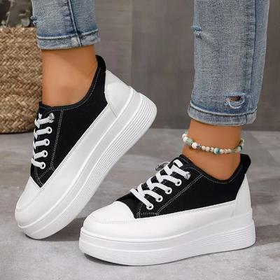 Shoes for Women 2025 New Lace-up Women's Vulcanize Shoes Ladies Casual Sneakers Mixed Colors Sponge Bottom Ladies Casual Shoes