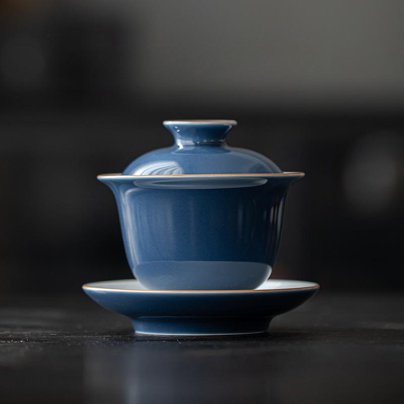 Ceramic Teacup White Porcelain Tea Tureen Handmade Solid Bowl Chinese Kung Fu Gongfu Gaiwan Retro Teaware Drinkware Tea Ceremony